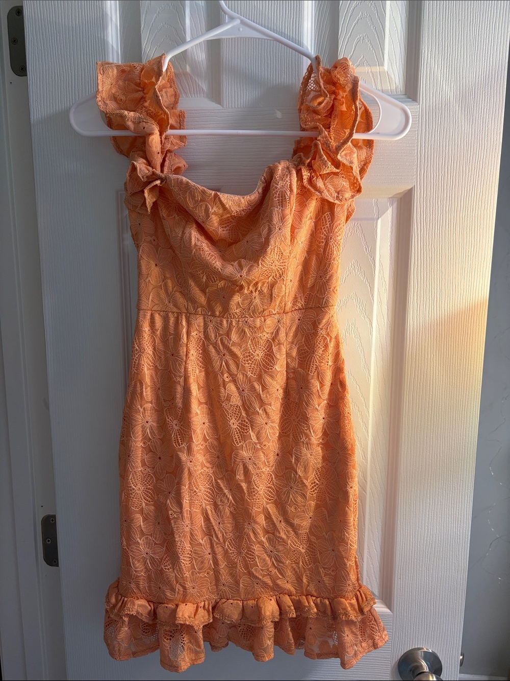Hello Molly Peach Lace Ruffle Dress for Kids